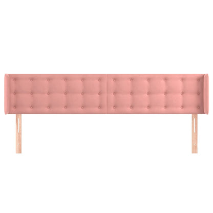 vidaXL Kopfteil mit Ohren Rosa 203x16x78/88 cm Samt