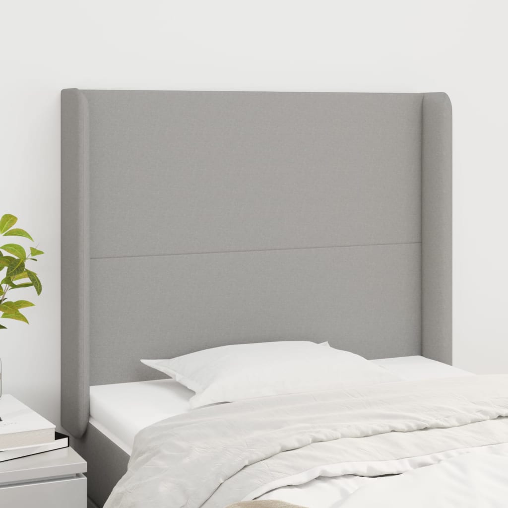 vidaXL Kopfteil mit Ohren Hellgrau 83x16x118/128 cm Stoff