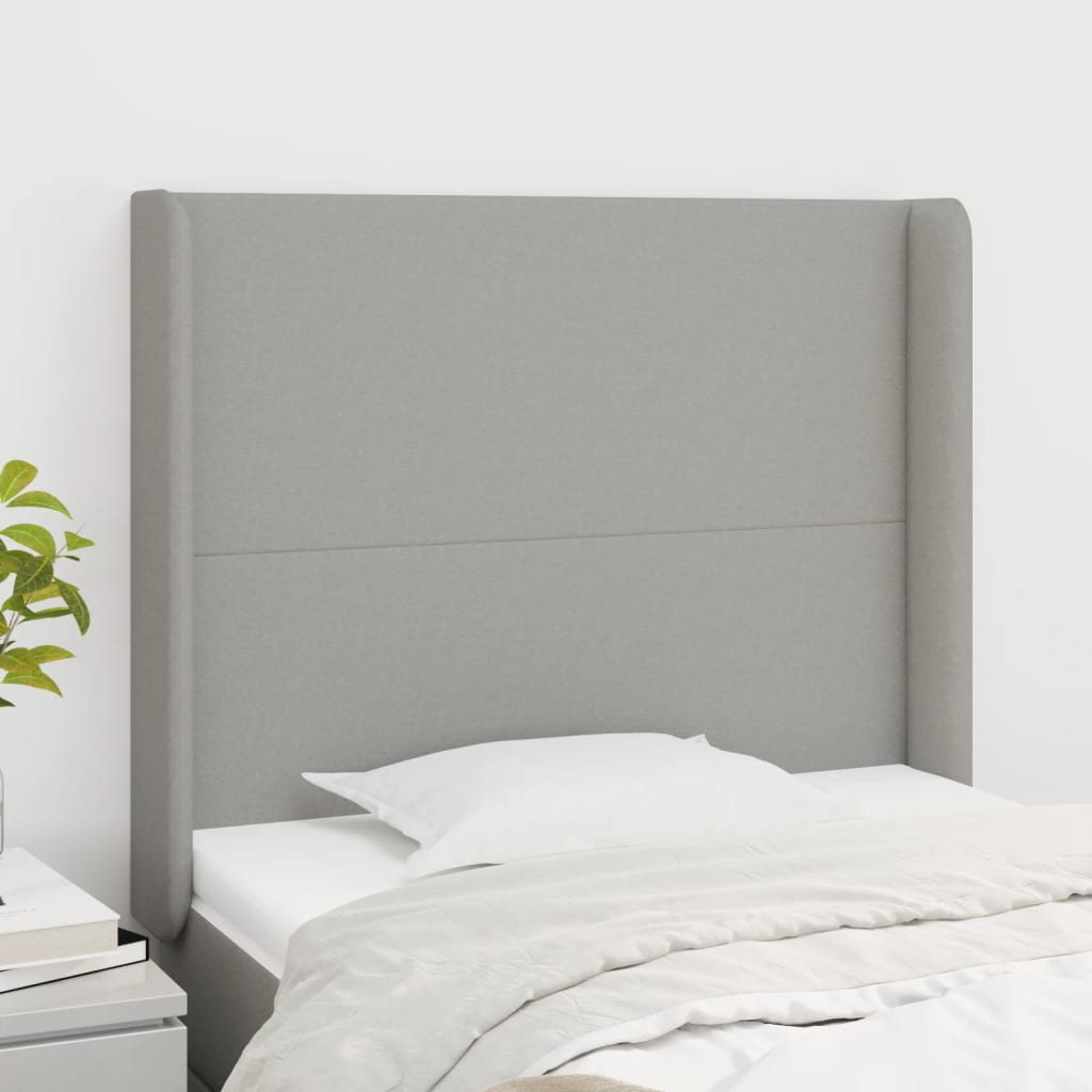 vidaXL Kopfteil mit Ohren Hellgrau 93x16x118/128 cm Stoff