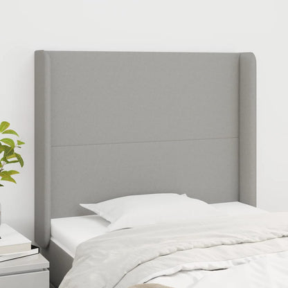 vidaXL Kopfteil mit Ohren Hellgrau 93x16x118/128 cm Stoff