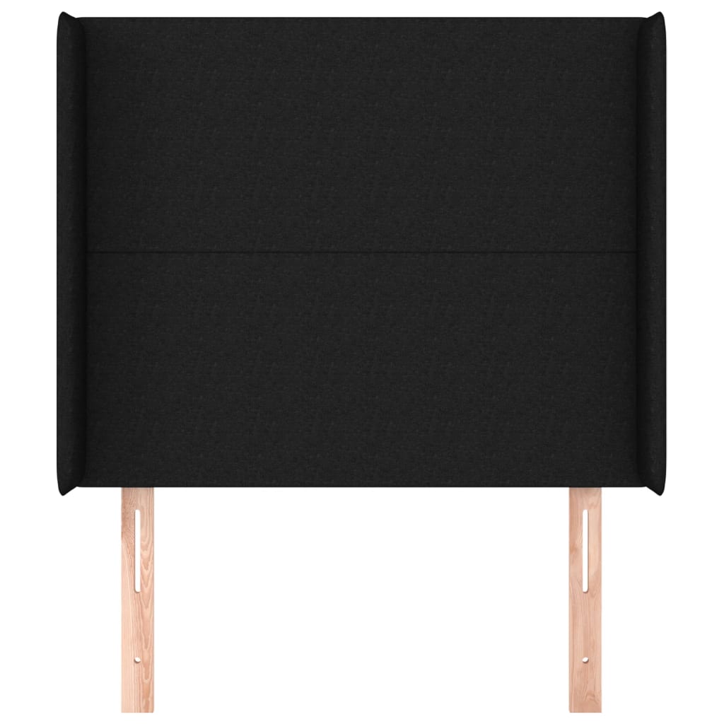 vidaXL Kopfteil mit Ohren Schwarz 93x16x118/128 cm Stoff