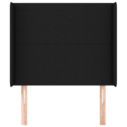 vidaXL Kopfteil mit Ohren Schwarz 93x16x118/128 cm Stoff