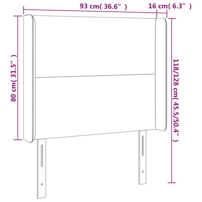 vidaXL Kopfteil mit Ohren Schwarz 93x16x118/128 cm Stoff