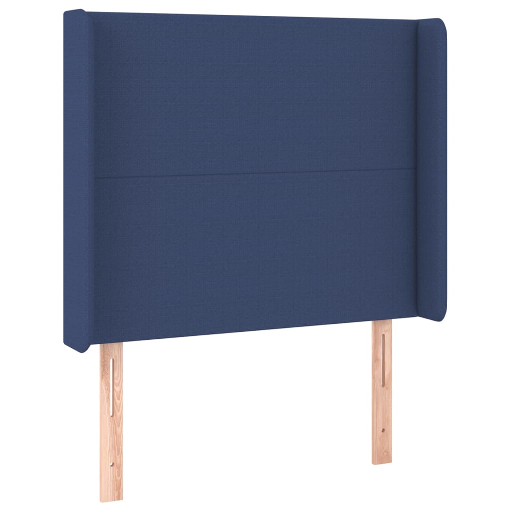 vidaXL Kopfteil mit Ohren Blau 103x16x118/128 cm Stoff