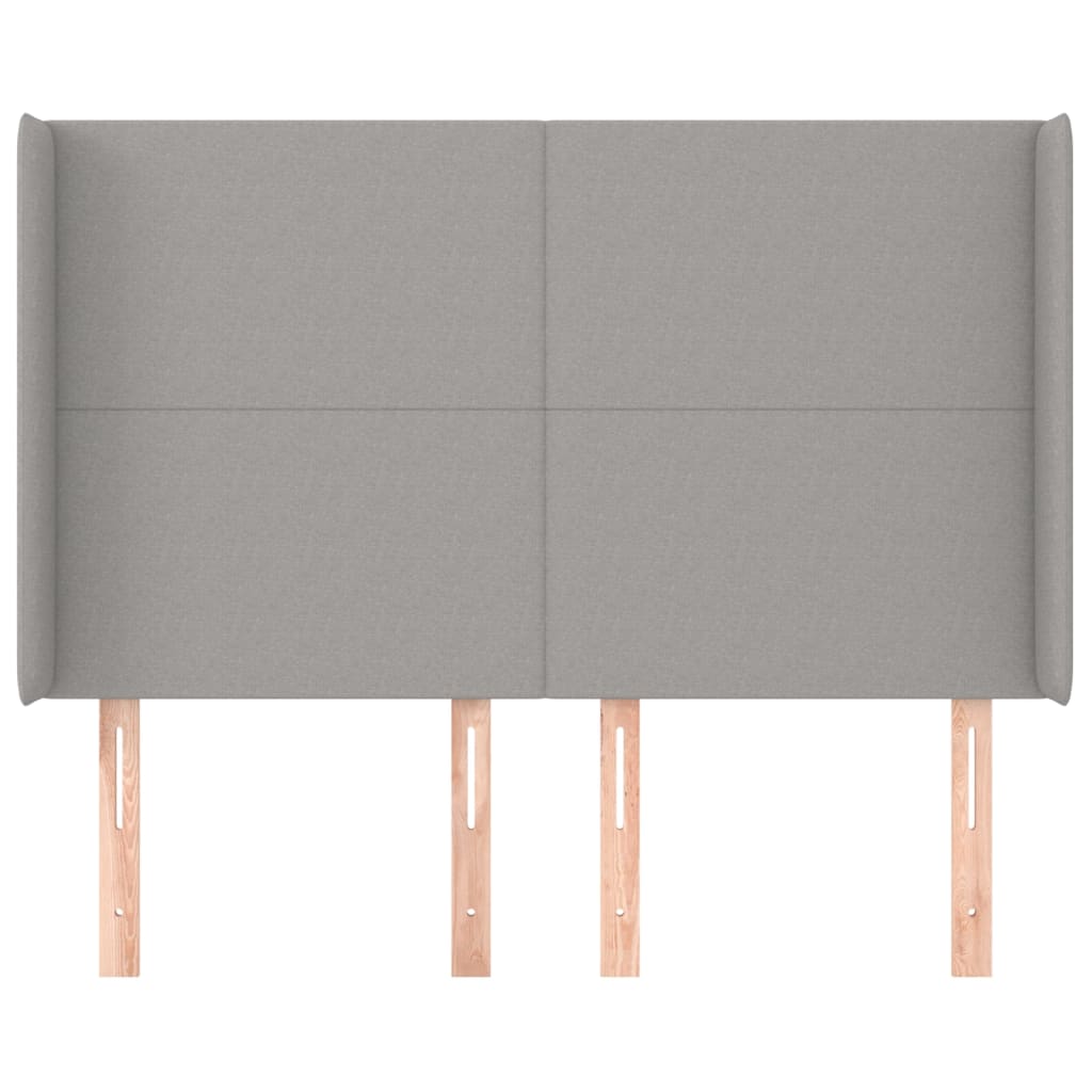 vidaXL Kopfteil mit Ohren Hellgrau 147x16x118/128 cm Stoff