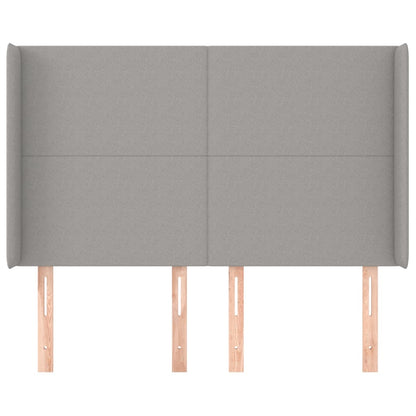 vidaXL Kopfteil mit Ohren Hellgrau 147x16x118/128 cm Stoff
