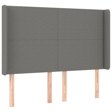 vidaXL Kopfteil mit Ohren Dunkelgrau 147x16x118/128 cm Stoff