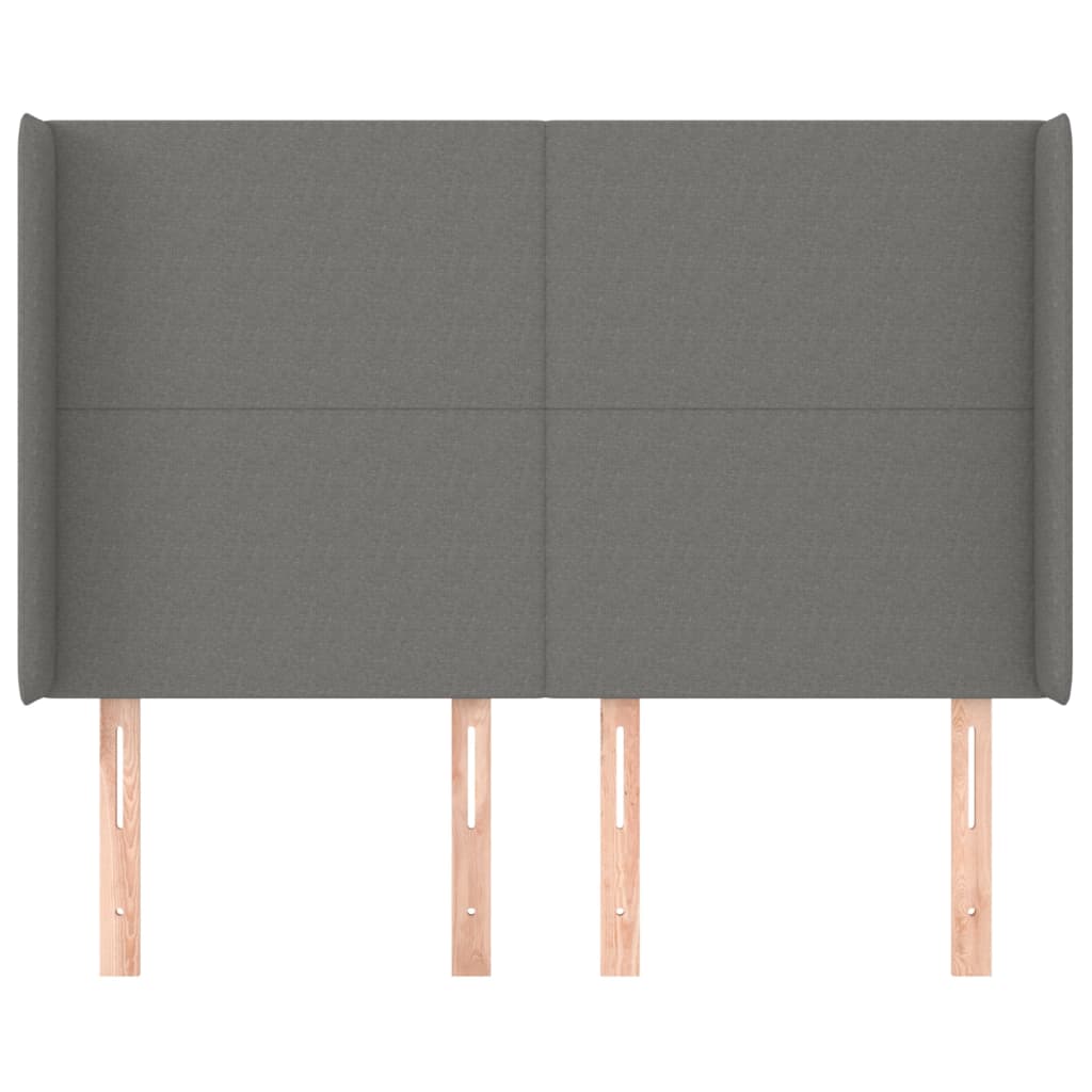 vidaXL Kopfteil mit Ohren Dunkelgrau 147x16x118/128 cm Stoff