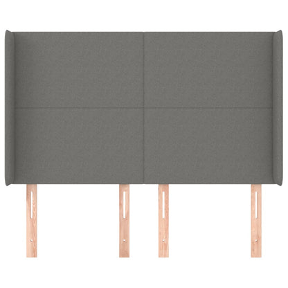 vidaXL Kopfteil mit Ohren Dunkelgrau 147x16x118/128 cm Stoff