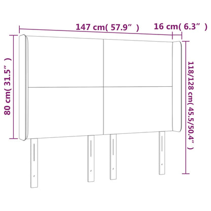 vidaXL Kopfteil mit Ohren Dunkelgrau 147x16x118/128 cm Stoff