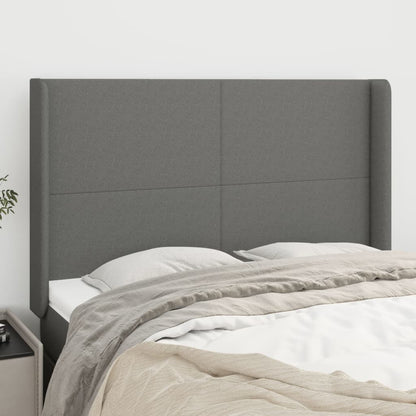 vidaXL Kopfteil mit Ohren Dunkelgrau 147x16x118/128 cm Stoff