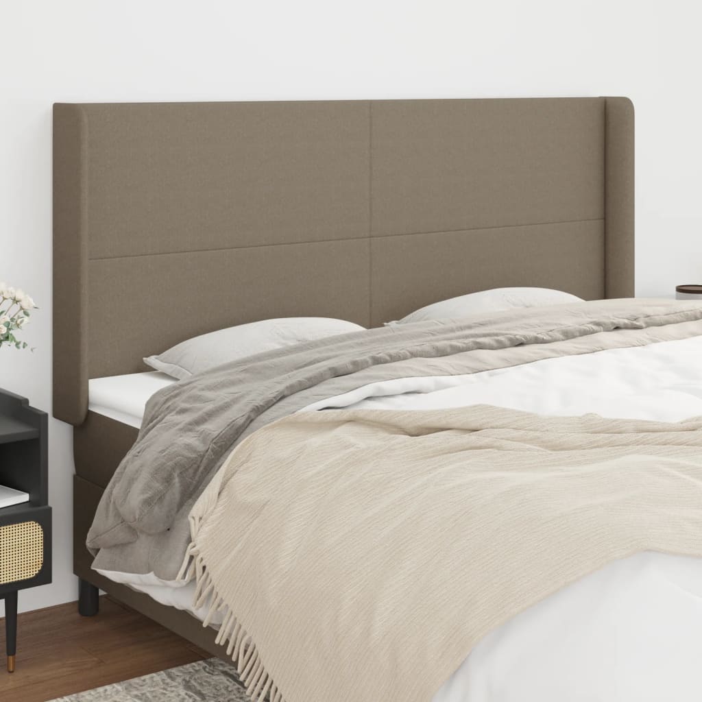 vidaXL Kopfteil mit Ohren Taupe 163x16x118/128 cm Stoff