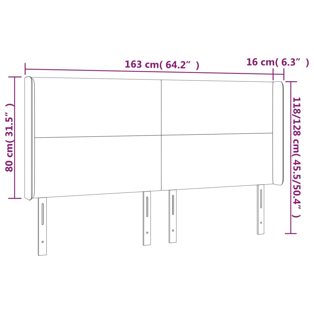 vidaXL Kopfteil mit Ohren Blau 163x16x118/128 cm Stoff