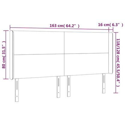vidaXL Kopfteil mit Ohren Blau 163x16x118/128 cm Stoff