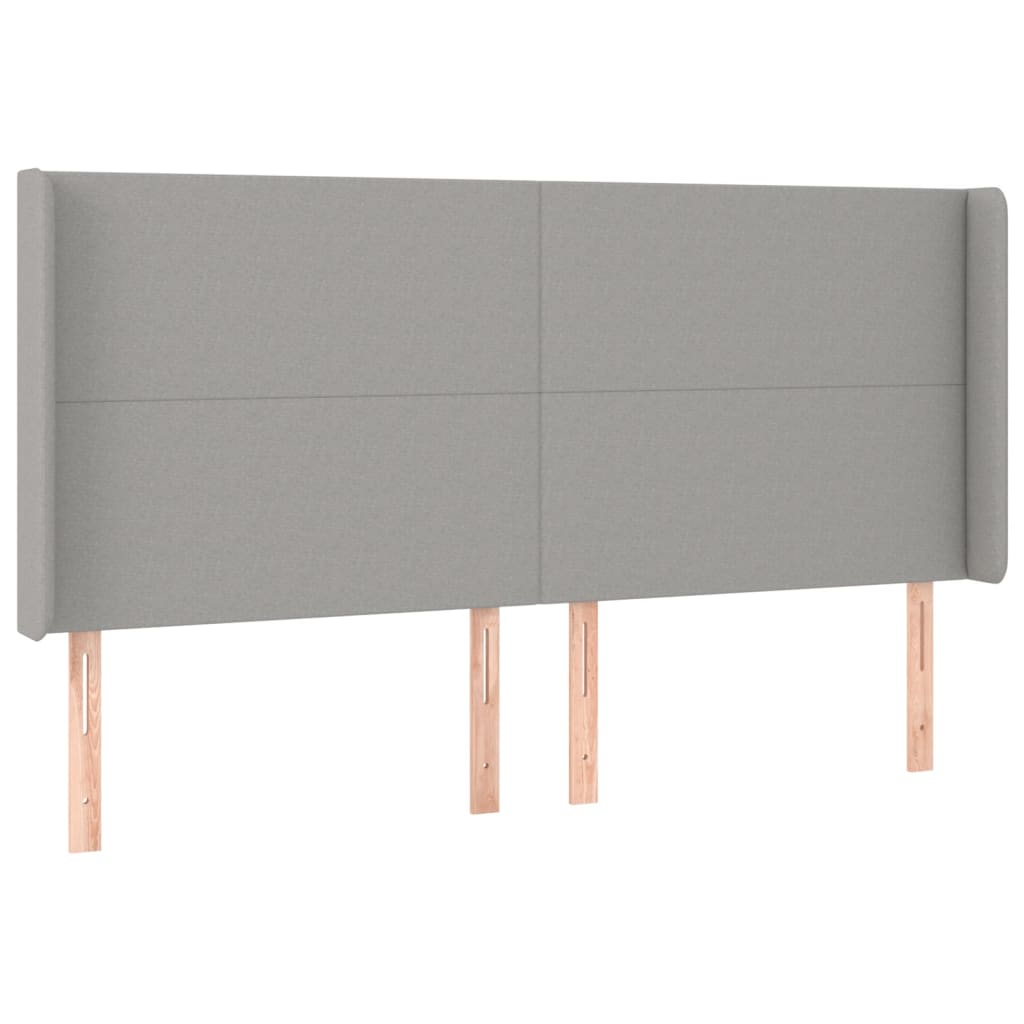 vidaXL Kopfteil mit Ohren Hellgrau 183x16x118/128 cm Stoff