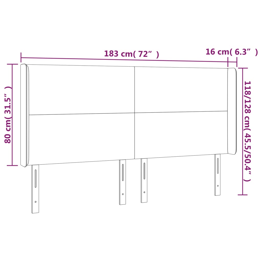 vidaXL Kopfteil mit Ohren Hellgrau 183x16x118/128 cm Stoff