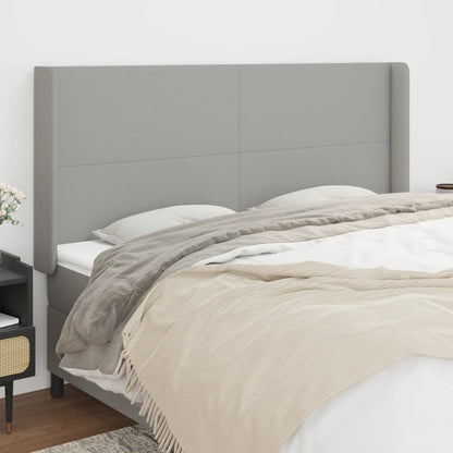 vidaXL Kopfteil mit Ohren Hellgrau 183x16x118/128 cm Stoff