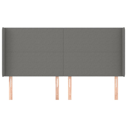 vidaXL Kopfteil mit Ohren Dunkelgrau 183x16x118/128 cm Stoff