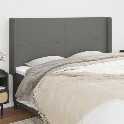 vidaXL Kopfteil mit Ohren Dunkelgrau 183x16x118/128 cm Stoff