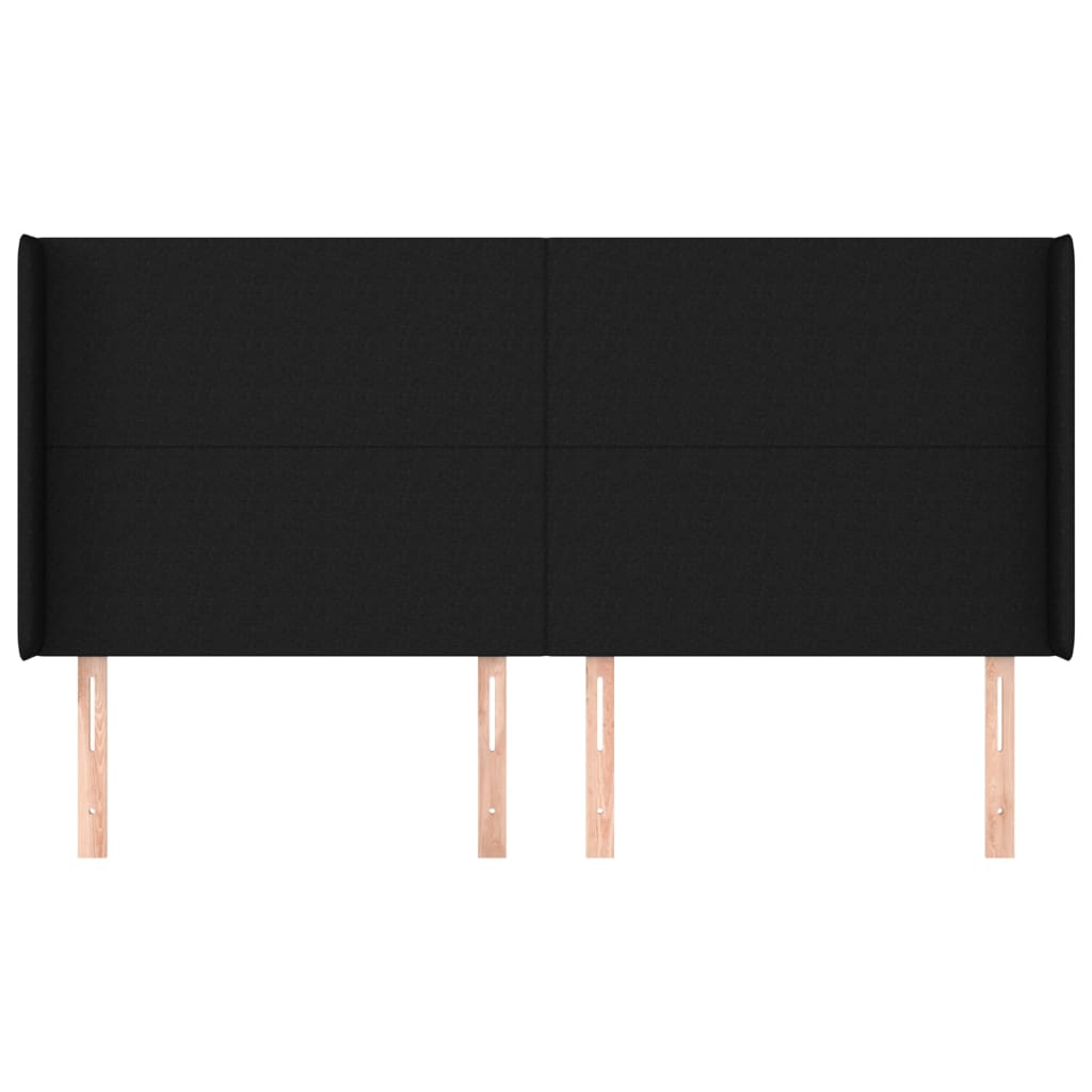 vidaXL Kopfteil mit Ohren Schwarz 183x16x118/128 cm Stoff