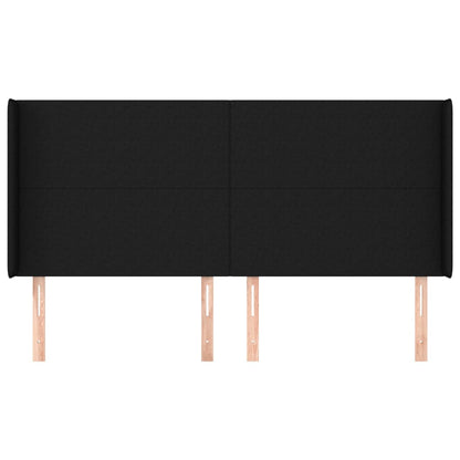 vidaXL Kopfteil mit Ohren Schwarz 183x16x118/128 cm Stoff