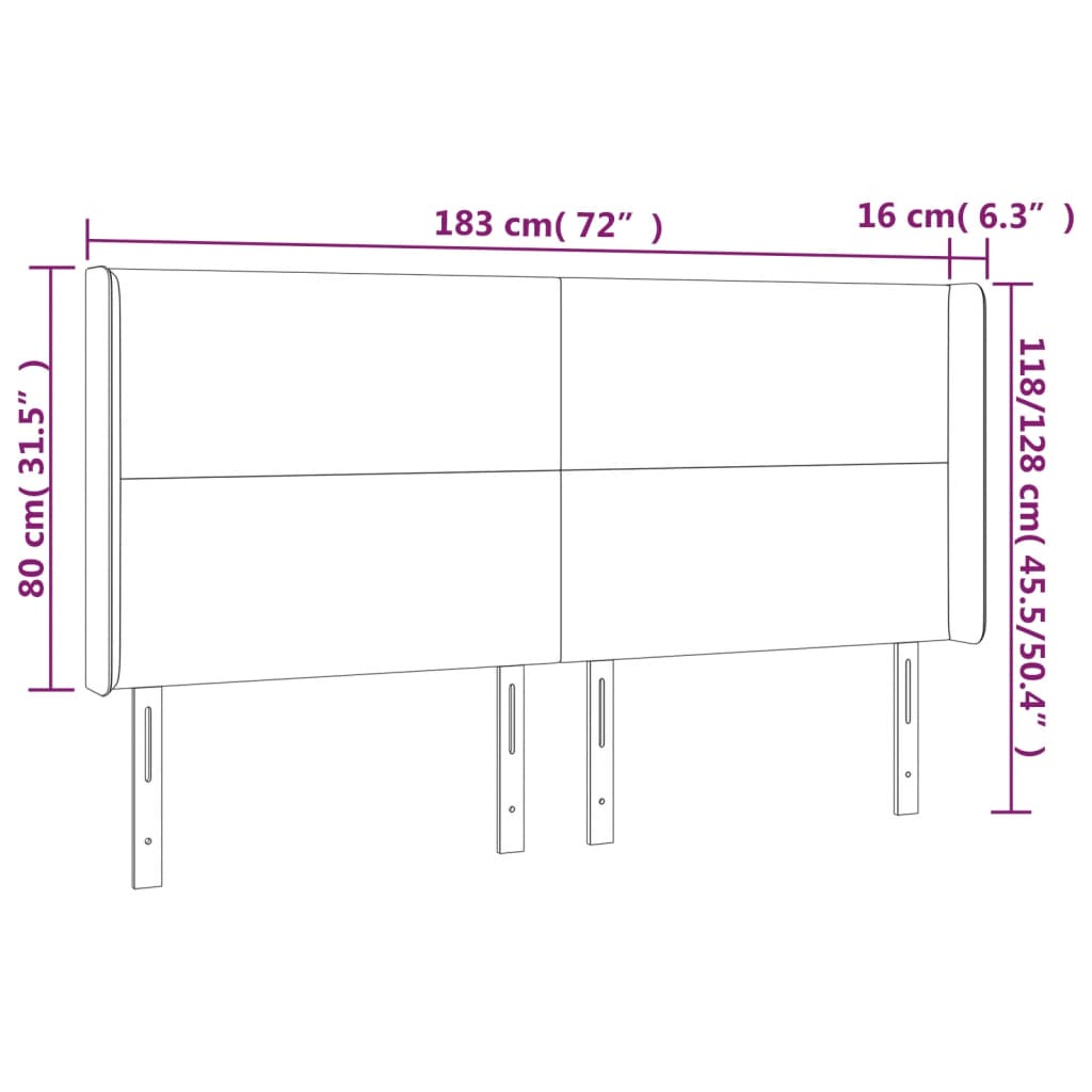 vidaXL Kopfteil mit Ohren Creme 183x16x118/128 cm Stoff