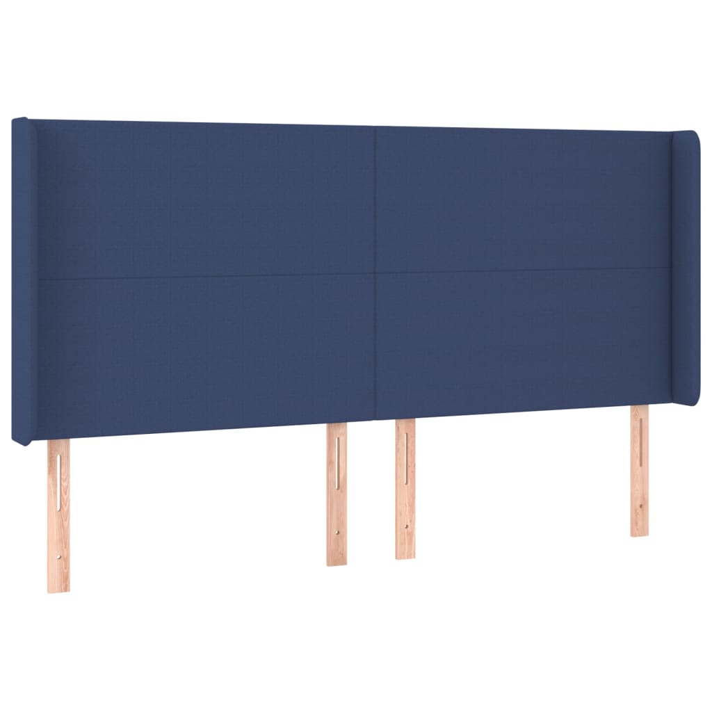 vidaXL Kopfteil mit Ohren Blau 183x16x118/128 cm Stoff