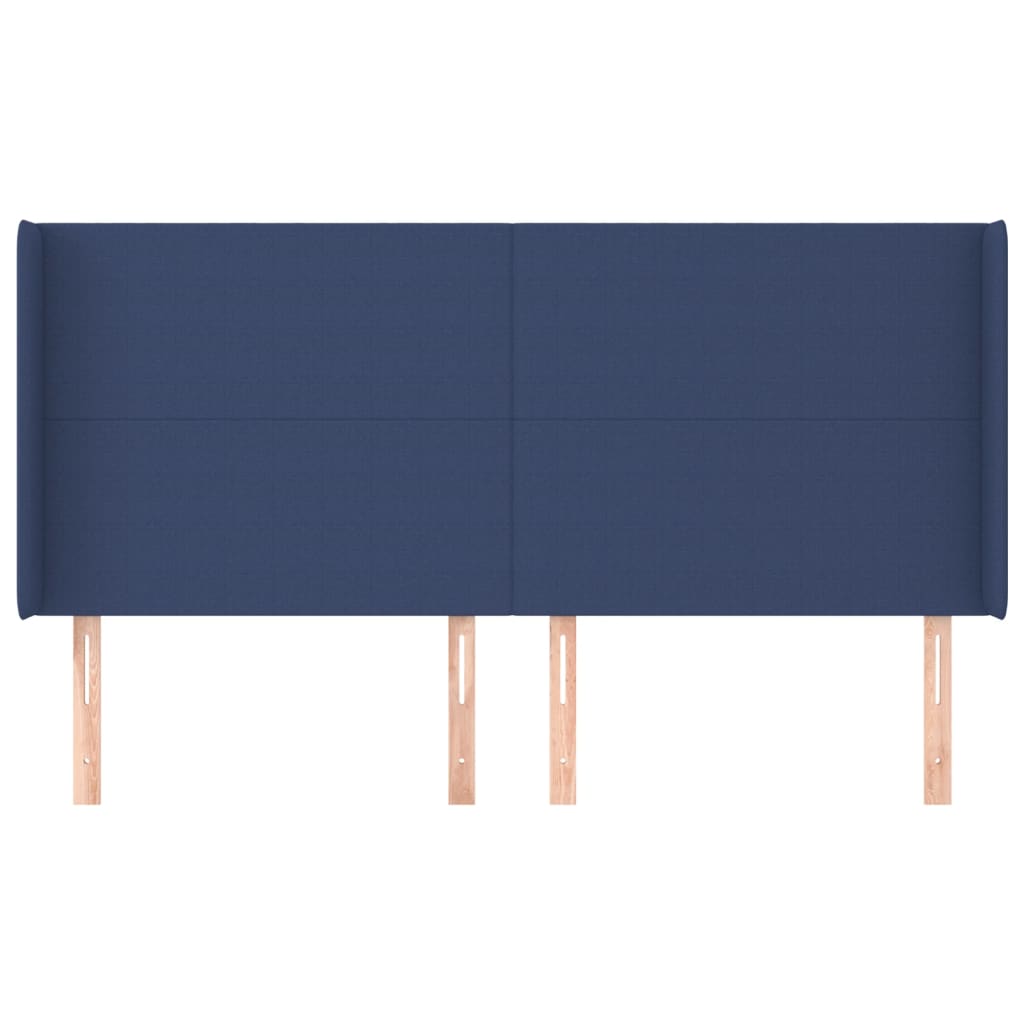 vidaXL Kopfteil mit Ohren Blau 183x16x118/128 cm Stoff