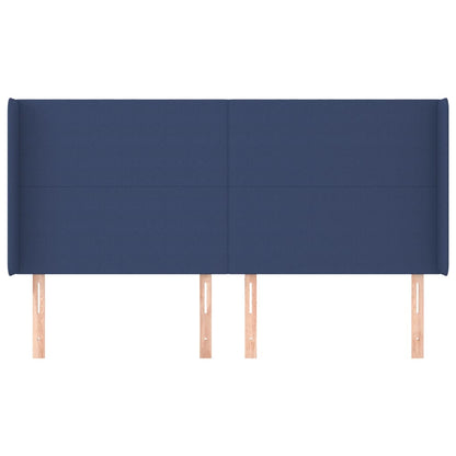vidaXL Kopfteil mit Ohren Blau 183x16x118/128 cm Stoff