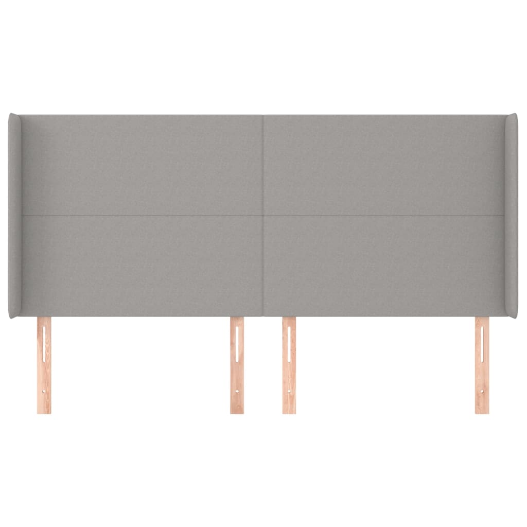 vidaXL Kopfteil mit Ohren Hellgrau 203x16x118/128 cm Stoff