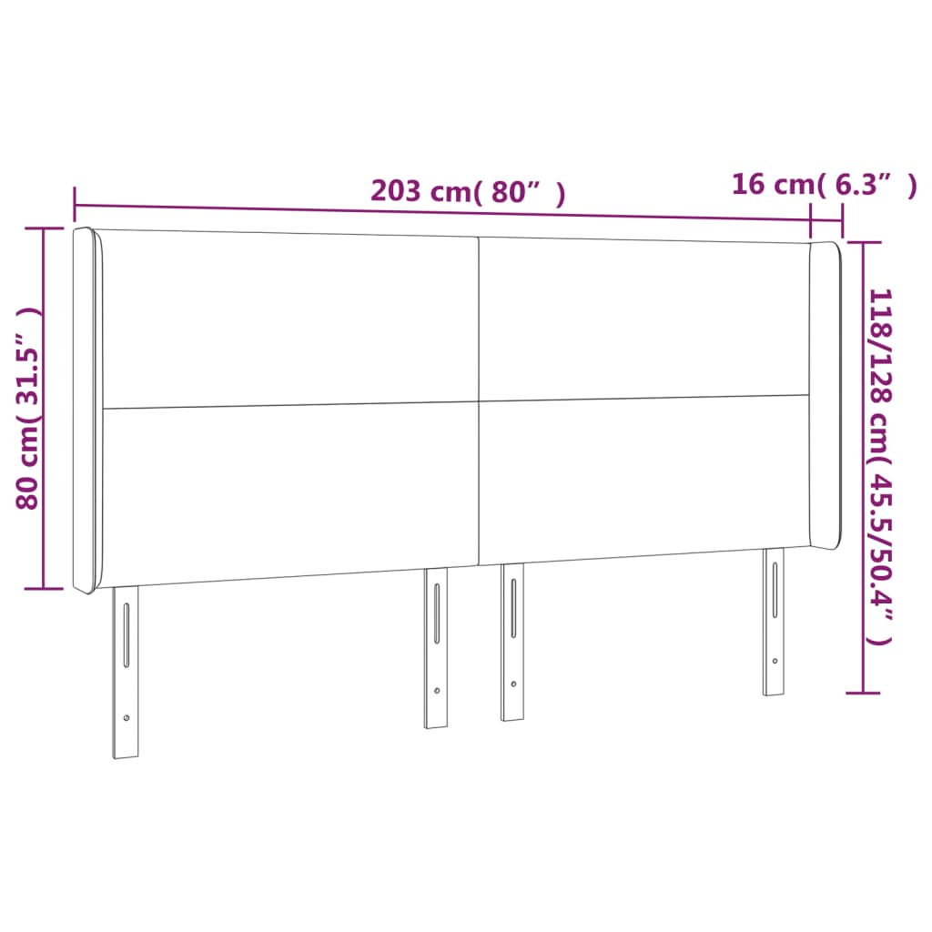 vidaXL Kopfteil mit Ohren Hellgrau 203x16x118/128 cm Stoff