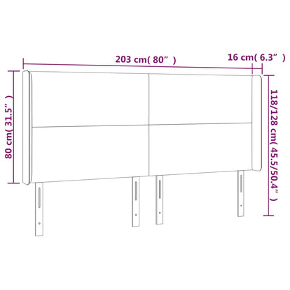 vidaXL Kopfteil mit Ohren Hellgrau 203x16x118/128 cm Stoff