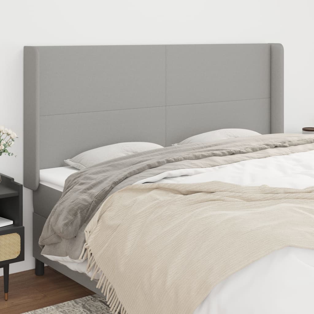 vidaXL Kopfteil mit Ohren Hellgrau 203x16x118/128 cm Stoff