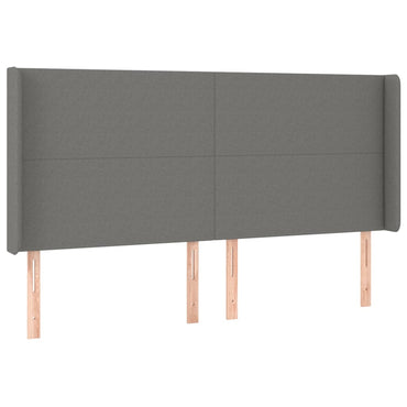 vidaXL Kopfteil mit Ohren Dunkelgrau 203x16x118/128 cm Stoff