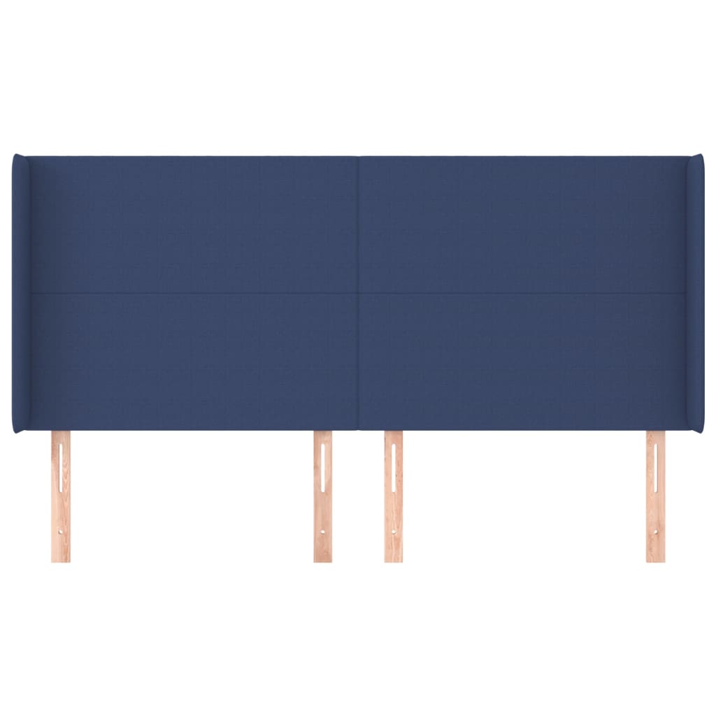 vidaXL Kopfteil mit Ohren Blau 203x16x118/128 cm Stoff
