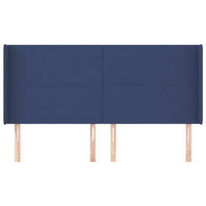 vidaXL Kopfteil mit Ohren Blau 203x16x118/128 cm Stoff