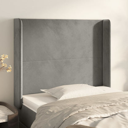 vidaXL Kopfteil mit Ohren Hellgrau 83x16x118/128 cm Samt