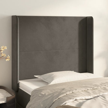 vidaXL Kopfteil mit Ohren Dunkelgrau 83x16x118/128 cm Samt