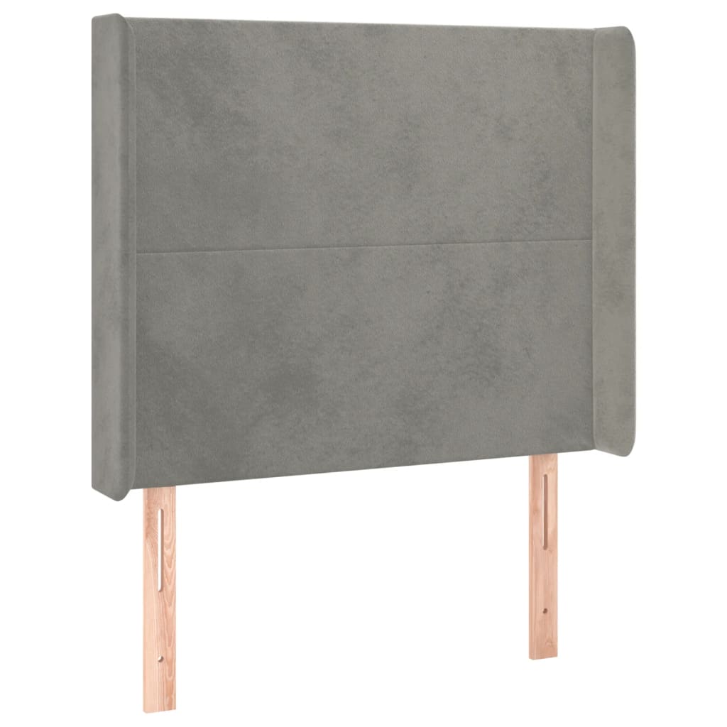vidaXL Kopfteil mit Ohren Hellgrau 93x16x118/128 cm Samt