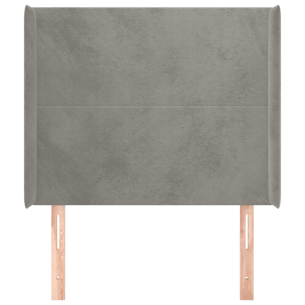 vidaXL Kopfteil mit Ohren Hellgrau 93x16x118/128 cm Samt