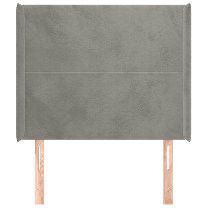 vidaXL Kopfteil mit Ohren Hellgrau 93x16x118/128 cm Samt