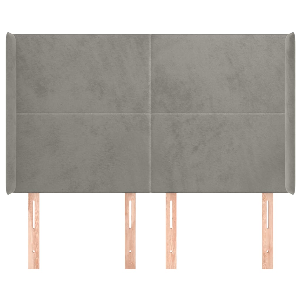 vidaXL Kopfteil mit Ohren Hellgrau 147x16x118/128 cm Samt