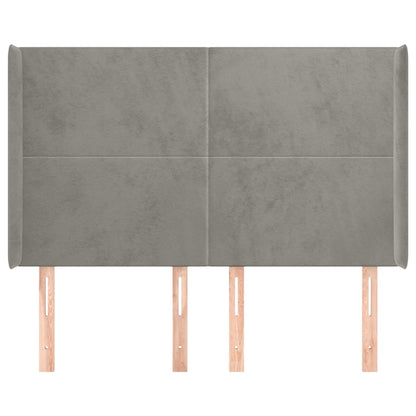 vidaXL Kopfteil mit Ohren Hellgrau 147x16x118/128 cm Samt