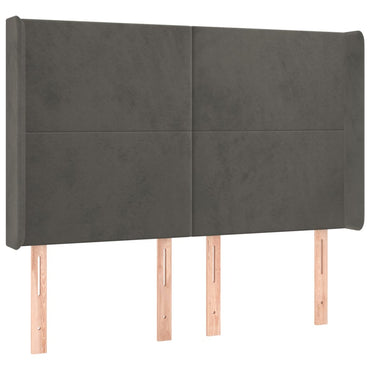vidaXL Kopfteil mit Ohren Dunkelgrau 147x16x118/128 cm Samt