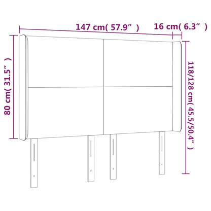 vidaXL Kopfteil mit Ohren Rosa 147x16x118/128 cm Samt