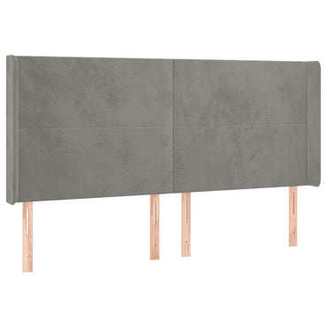 vidaXL Kopfteil mit Ohren Hellgrau 163x16x118/128 cm Samt