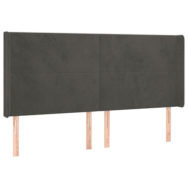 vidaXL Kopfteil mit Ohren Dunkelgrau 163x16x118/128 cm Samt