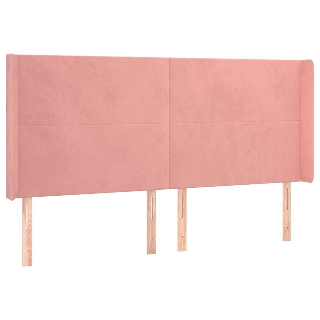 vidaXL Kopfteil mit Ohren Rosa 163x16x118/128 cm Samt