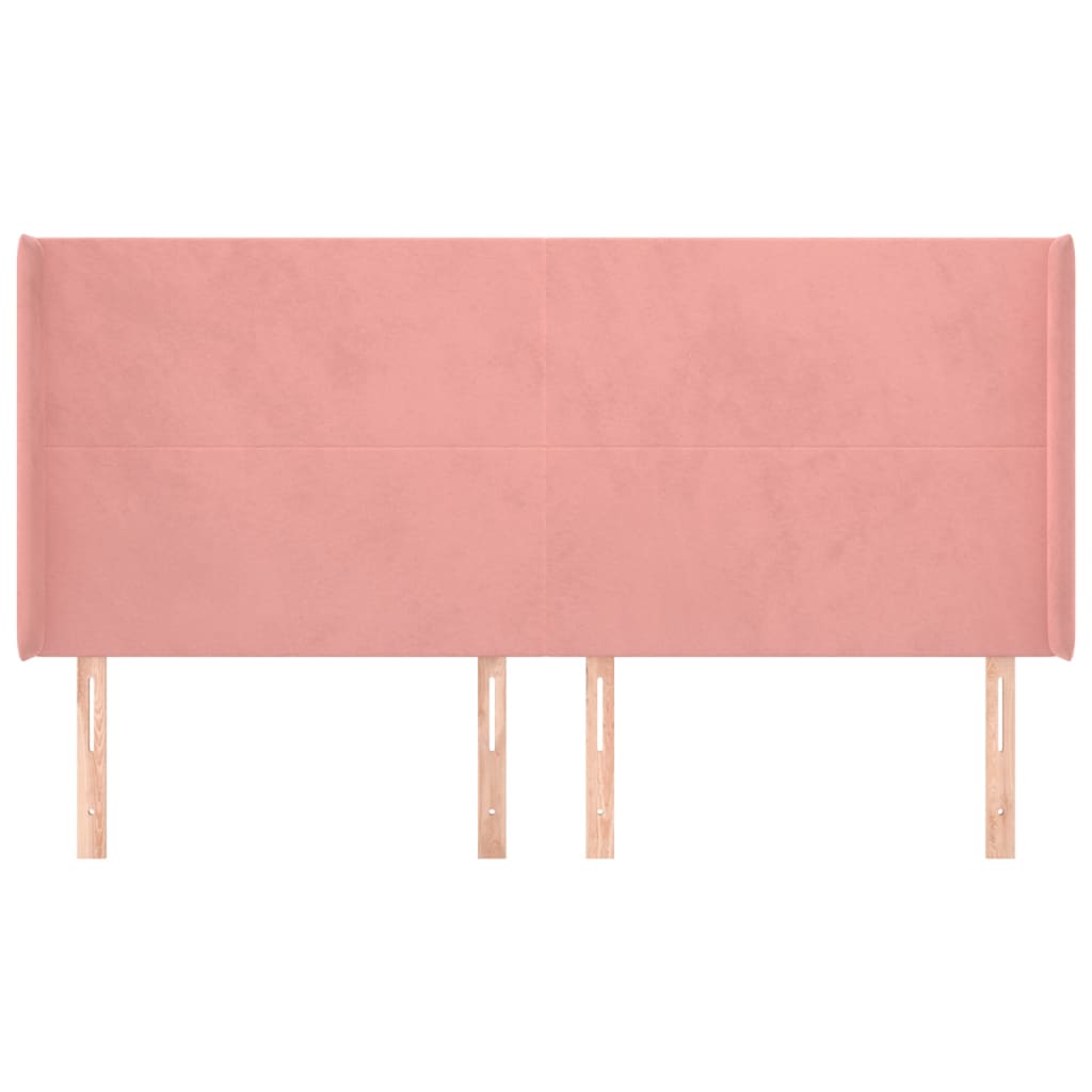 vidaXL Kopfteil mit Ohren Rosa 163x16x118/128 cm Samt