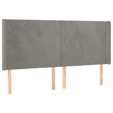 vidaXL Kopfteil mit Ohren Hellgrau 183x16x118/128 cm Samt